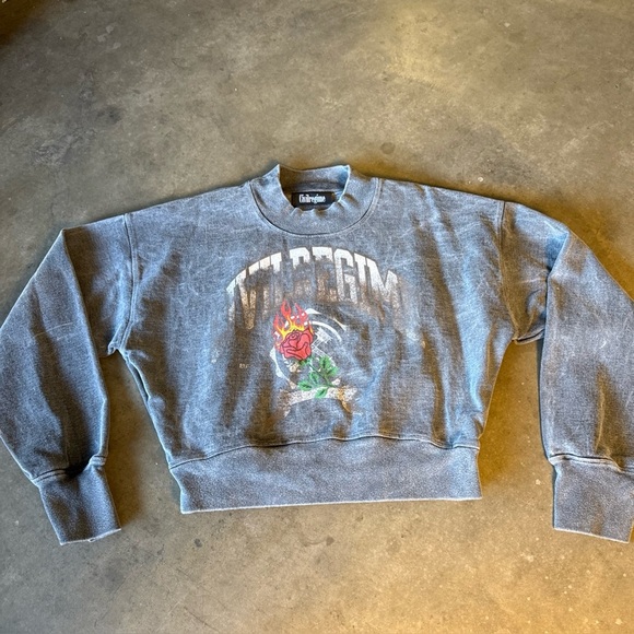 Civil Regime‎ Sofie Crewneck Vintage Ashes Gray Heavyweight Acid Wash Sweatshirt - Picture 1 of 10
